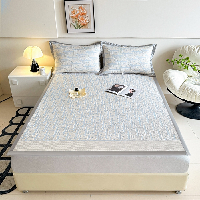 91家纺网 家纺一手货源 找家纺 紫碧螺家纺 2025新款冰感针织空调垫凉席席子 淡蓝色