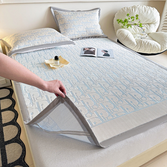 91家纺网 家纺一手货源 找家纺 紫碧螺家纺 2025新款冰感针织空调垫凉席席子 淡蓝色