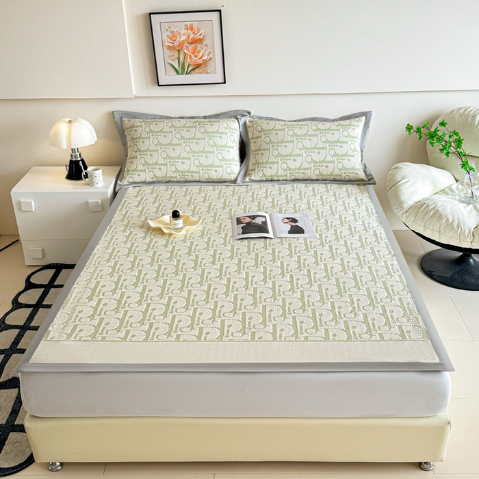 91家纺网 家纺一手货源 找家纺 紫碧螺家纺 2025新款冰感针织空调垫凉席席子 嫩绿色