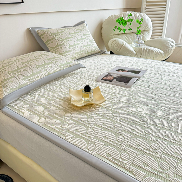 91家纺网 家纺一手货源 找家纺 紫碧螺家纺 2025新款冰感针织空调垫凉席席子 嫩绿色