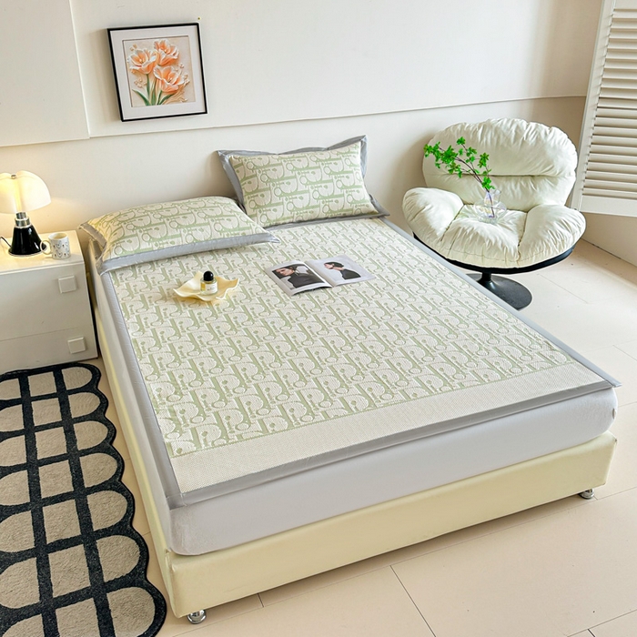 91家纺网 家纺一手货源 找家纺 紫碧螺家纺 2025新款冰感针织空调垫凉席席子 嫩绿色