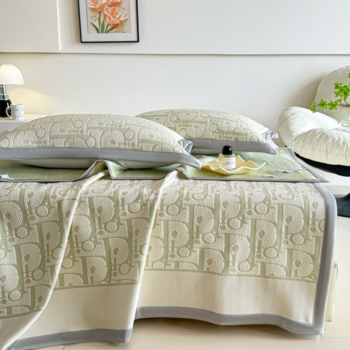 91家纺网 家纺一手货源 找家纺 紫碧螺家纺 2025新款冰感针织空调垫凉席席子 嫩绿色