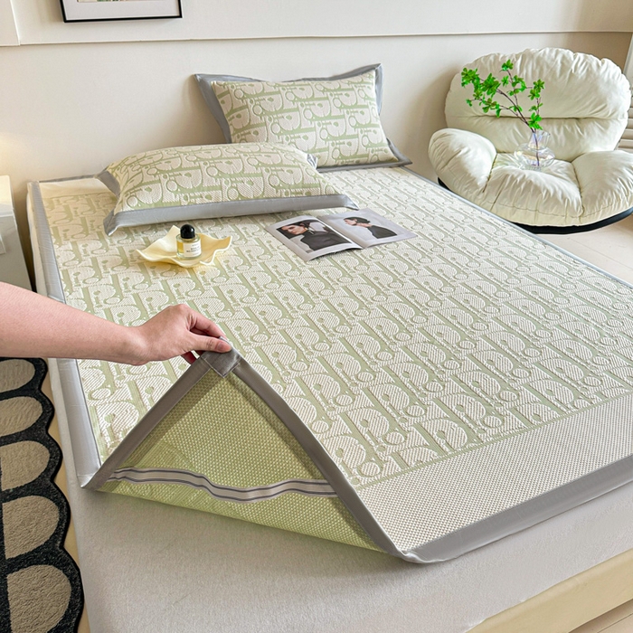 91家纺网 家纺一手货源 找家纺 紫碧螺家纺 2025新款冰感针织空调垫凉席席子 嫩绿色