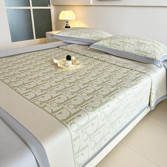 91家纺网 家纺一手货源 找家纺 紫碧螺家纺 2025新款冰感针织空调垫凉席席子 嫩绿色