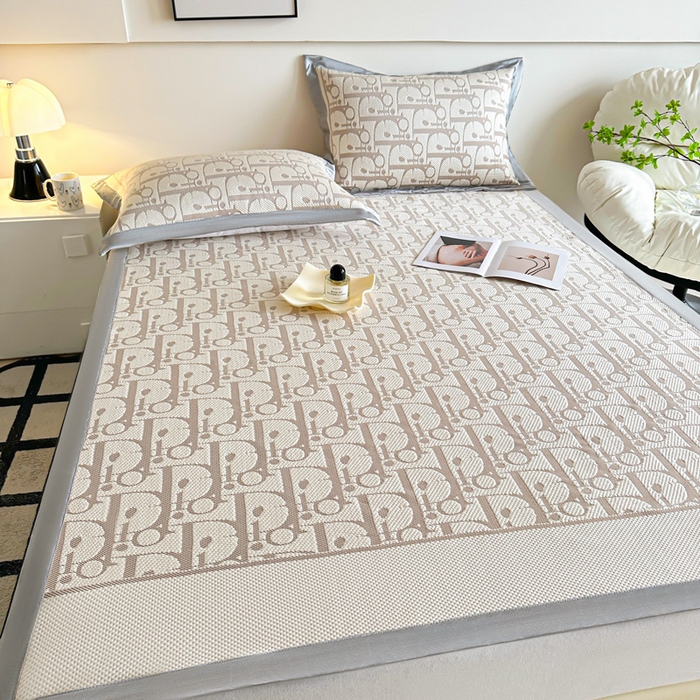 91家纺网 家纺一手货源 找家纺 紫碧螺家纺 2025新款冰感针织空调垫凉席席子 咖色