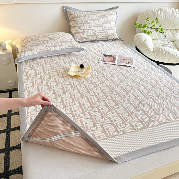 91家纺网 家纺一手货源 找家纺 紫碧螺家纺 2025新款冰感针织空调垫凉席席子 咖色