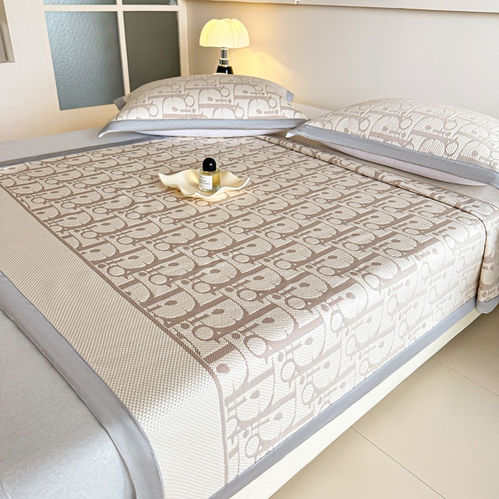 91家纺网 家纺一手货源 找家纺 紫碧螺家纺 2025新款冰感针织空调垫凉席席子 咖色