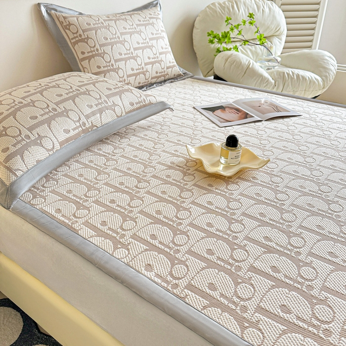 91家纺网 家纺一手货源 找家纺 紫碧螺家纺 2025新款冰感针织空调垫凉席席子 咖色