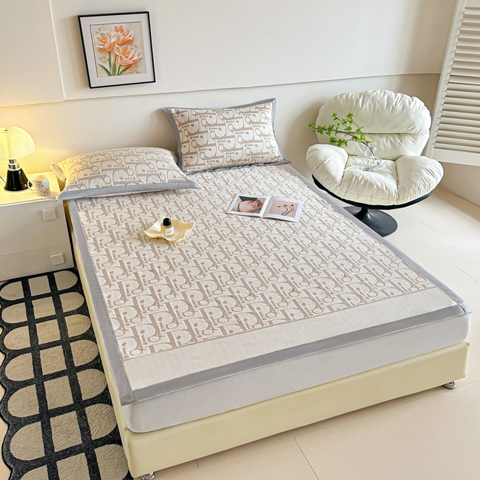 91家纺网 家纺一手货源 找家纺 紫碧螺家纺 2025新款冰感针织空调垫凉席席子 咖色