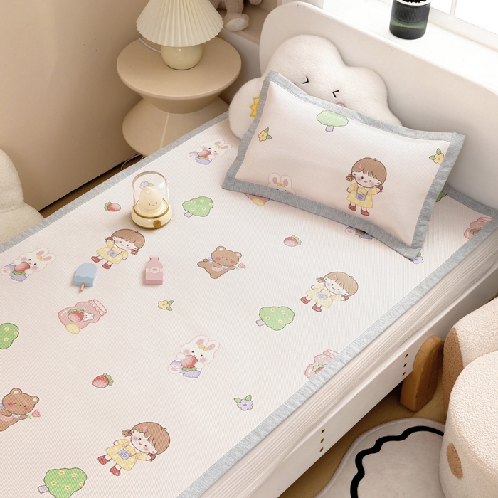 91家纺网 家纺一手货源 找家纺 鱼宝2025新款儿童冰藤枕套 小兔姑娘