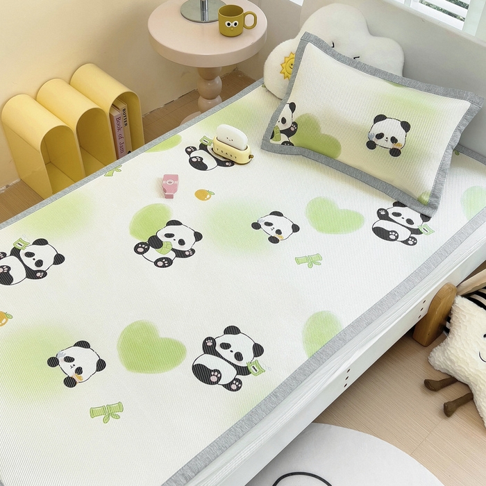 91家纺网 家纺一手货源 找家纺 鱼宝2025新款儿童冰藤枕套 熊猫宝贝