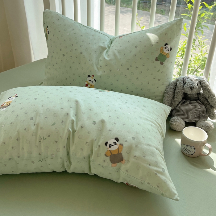 91家纺网 家纺一手货源 找家纺 XIWEN-希文家纺 2025新款A类全棉纯棉有氧双层纱四件套 功夫熊猫