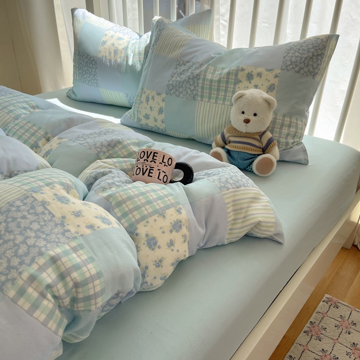 91家纺网 家纺一手货源 找家纺 XIWEN-希文家纺 2025新款A类全棉纯棉有氧双层纱四件套 百福-兰