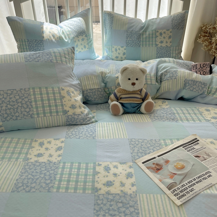 91家纺网 家纺一手货源 找家纺 XIWEN-希文家纺 2025新款A类全棉纯棉有氧双层纱四件套 百福-兰