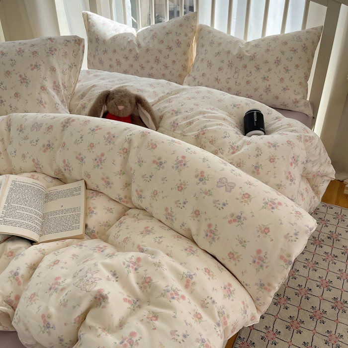 91家纺网 家纺一手货源 找家纺 XIWEN-希文家纺 2025新款A类全棉纯棉有氧双层纱四件套 萝莉兔