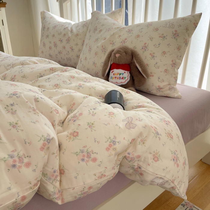 91家纺网 家纺一手货源 找家纺 XIWEN-希文家纺 2025新款A类全棉纯棉有氧双层纱四件套 萝莉兔