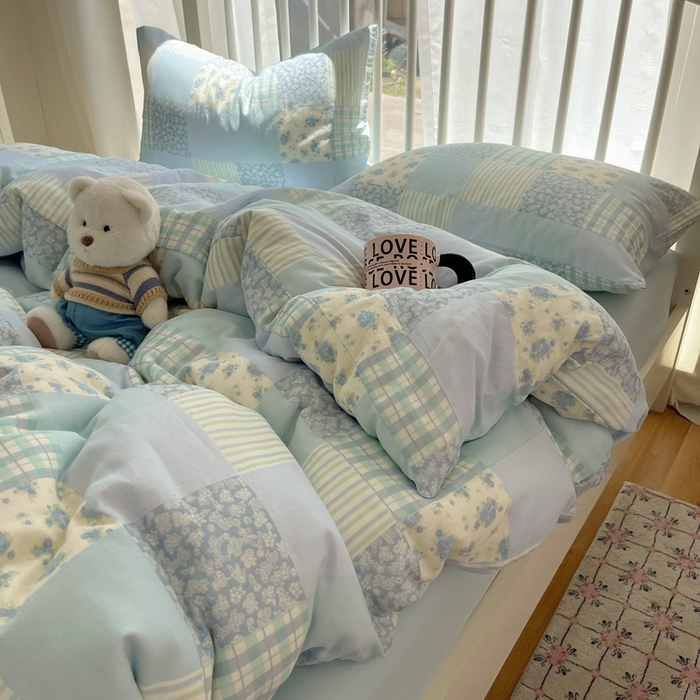 91家纺网 家纺一手货源 找家纺 XIWEN-希文家纺 2025新款A类全棉纯棉有氧双层纱四件套 百福-兰