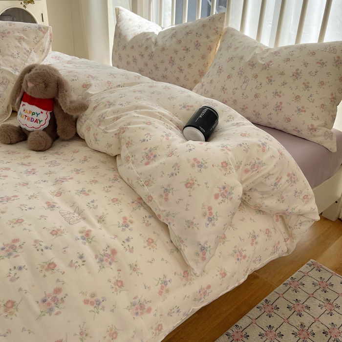 91家纺网 家纺一手货源 找家纺 XIWEN-希文家纺 2025新款A类全棉纯棉有氧双层纱四件套 萝莉兔