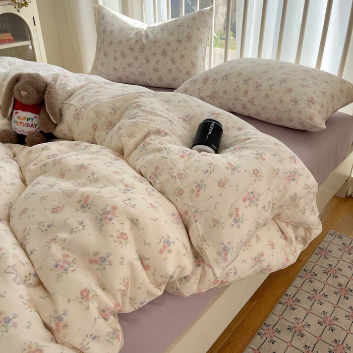 91家纺网 家纺一手货源 找家纺 XIWEN-希文家纺 2025新款A类全棉纯棉有氧双层纱四件套 萝莉兔