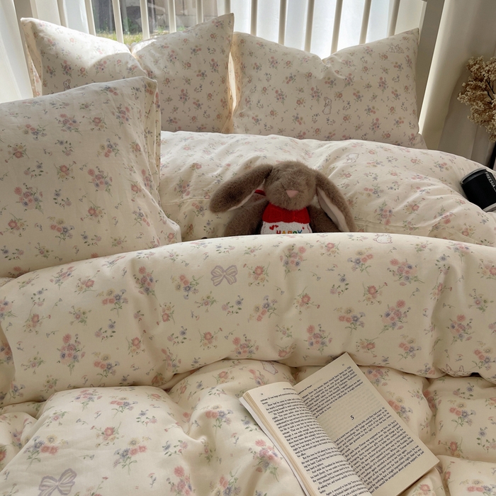 91家纺网 家纺一手货源 找家纺 XIWEN-希文家纺 2025新款A类全棉纯棉有氧双层纱四件套 萝莉兔