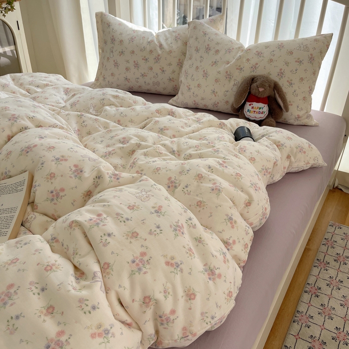 91家纺网 家纺一手货源 找家纺 XIWEN-希文家纺 2025新款A类全棉纯棉有氧双层纱四件套 萝莉兔