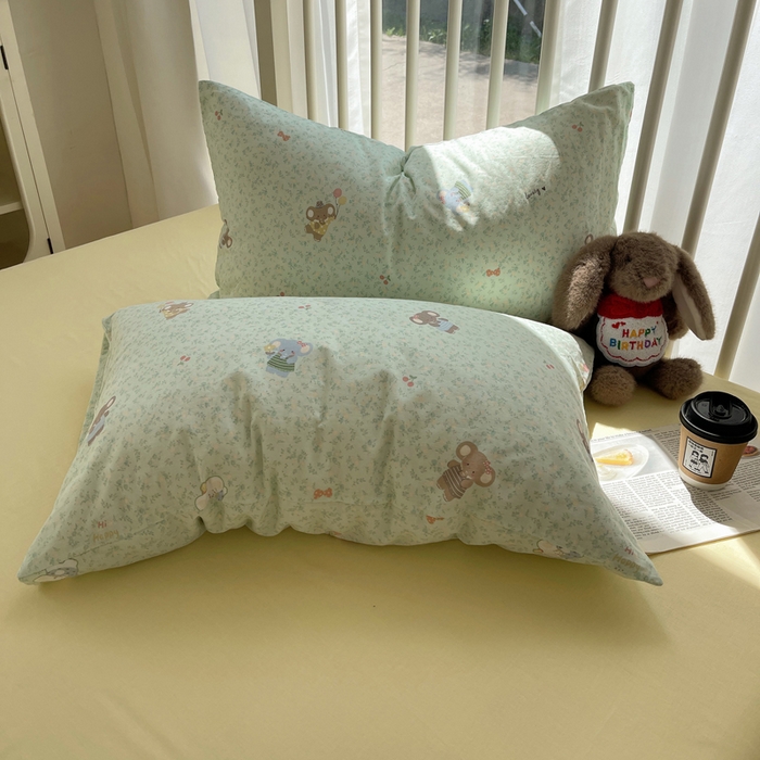 91家纺网 家纺一手货源 找家纺 XIWEN-希文家纺 2025新款A类全棉纯棉有氧双层纱四件套 少女象-绿