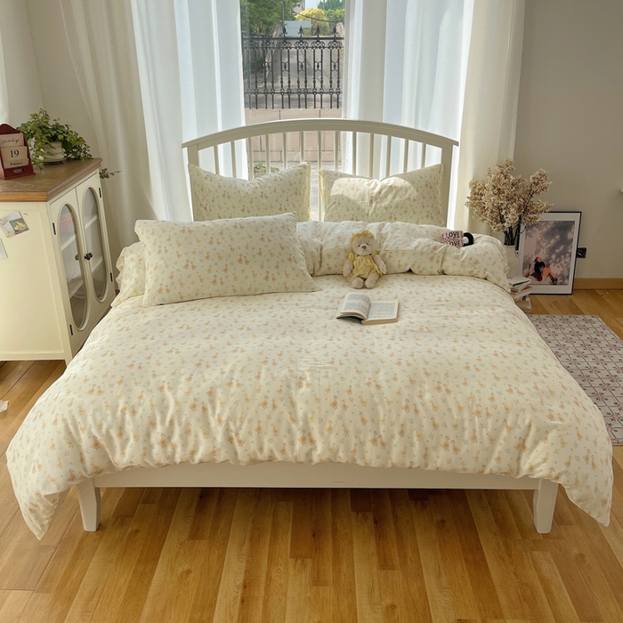 91家纺网 家纺一手货源 找家纺 XIWEN-希文家纺 2025新款A类全棉纯棉有氧双层纱四件套 可爱鸭