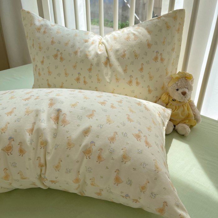 91家纺网 家纺一手货源 找家纺 XIWEN-希文家纺 2025新款A类全棉纯棉有氧双层纱四件套 可爱鸭