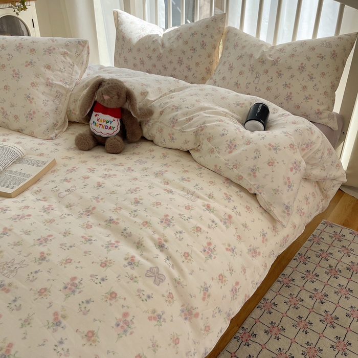 91家纺网 家纺一手货源 找家纺 XIWEN-希文家纺 2025新款A类全棉纯棉有氧双层纱四件套 萝莉兔