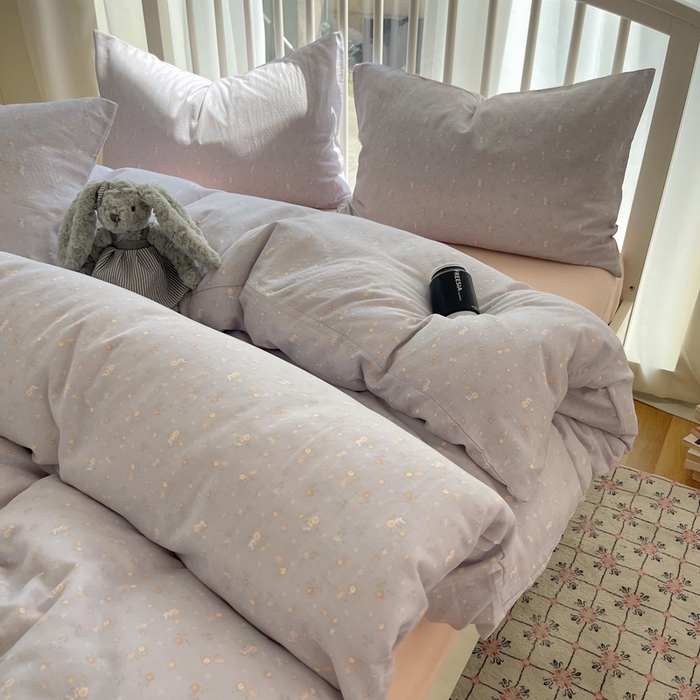 XIWEN-希文家纺 2025新款A类全棉纯棉有氧双层纱四件套 春晓紫