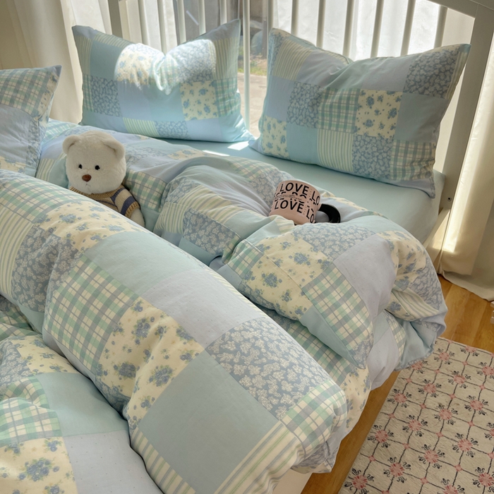 XIWEN-希文家纺 2025新款A类全棉纯棉有氧双层纱四件套 百福-兰