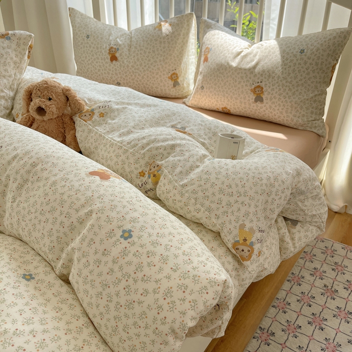 XIWEN-希文家纺 2025新款A类全棉纯棉有氧双层纱四件套 萌萌狮