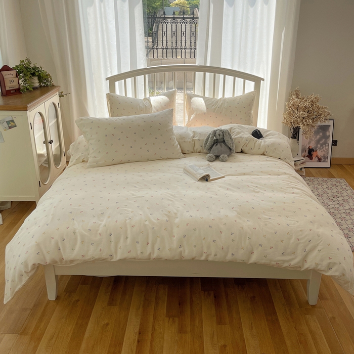 91家纺网 家纺一手货源 找家纺 XIWEN-希文家纺 2025新款A类全棉纯棉有氧双层纱四件套 水果樱桃