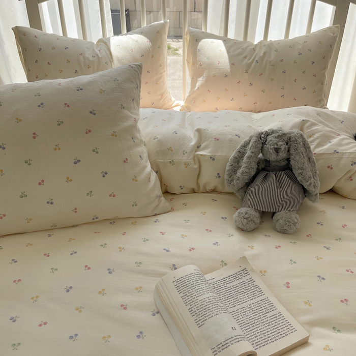 91家纺网 家纺一手货源 找家纺 XIWEN-希文家纺 2025新款A类全棉纯棉有氧双层纱四件套 水果樱桃