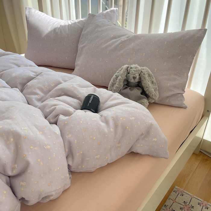 91家纺网 家纺一手货源 找家纺 XIWEN-希文家纺 2025新款A类全棉纯棉有氧双层纱四件套 春晓紫