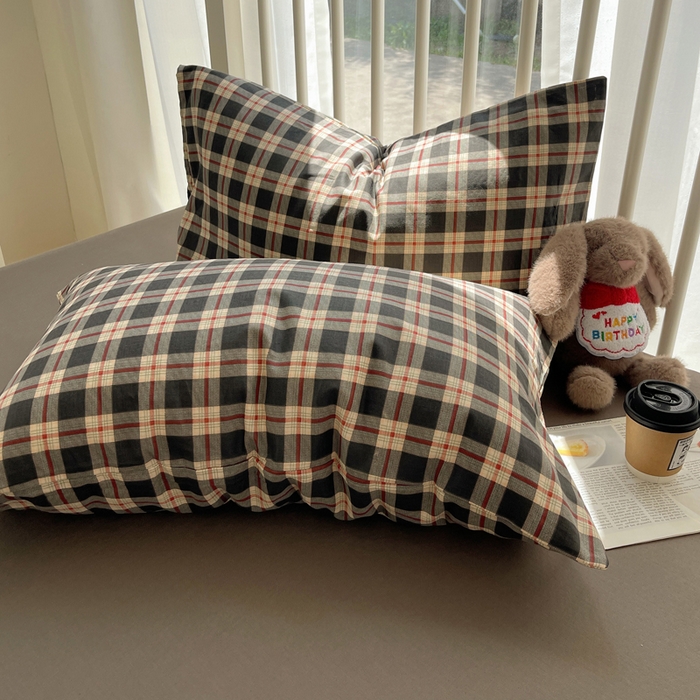 91家纺网 家纺一手货源 找家纺 XIWEN-希文家纺 2025新款A类全棉纯棉有氧双层纱四件套 苏格兰-灰