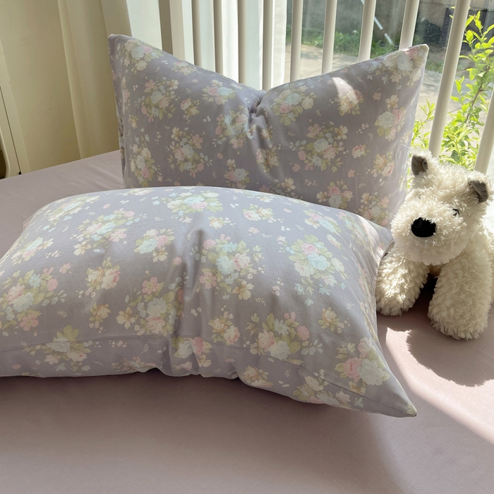 91家纺网 家纺一手货源 找家纺 XIWEN-希文家纺 2025新款A类全棉纯棉有氧双层纱四件套 山花漫 -紫