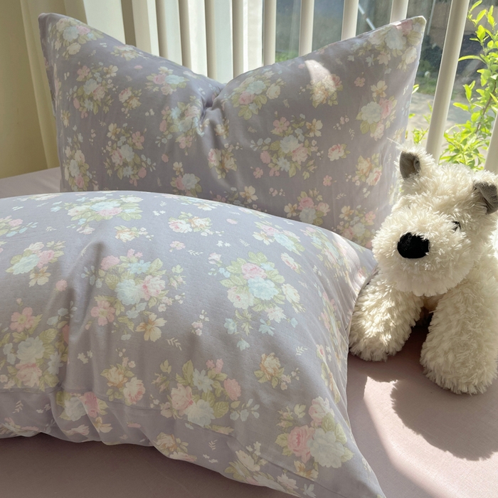 91家纺网 家纺一手货源 找家纺 XIWEN-希文家纺 2025新款A类全棉纯棉有氧双层纱四件套 山花漫 -紫