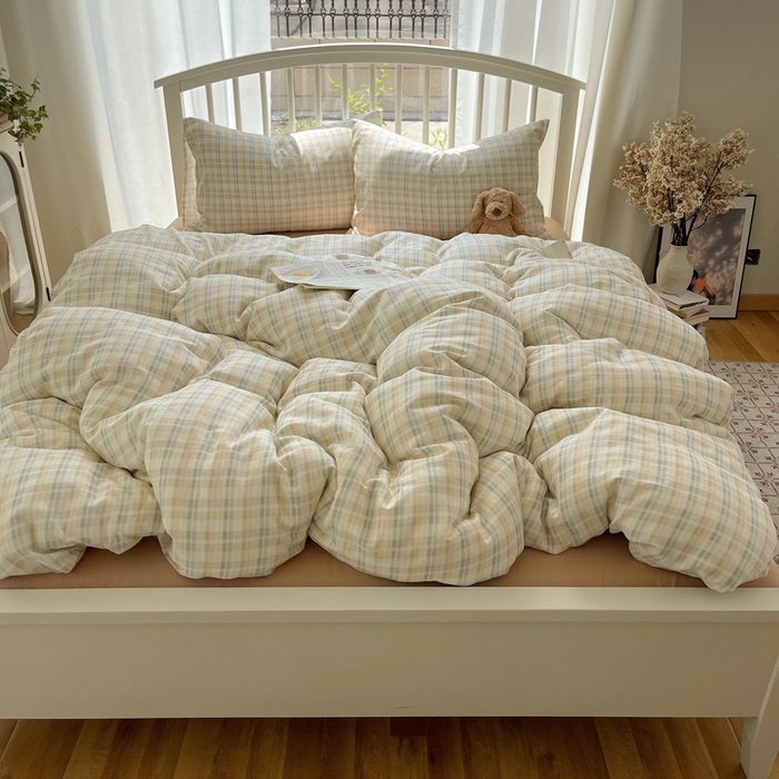 91家纺网 家纺一手货源 找家纺 XIWEN-希文家纺 2025新款A类全棉纯棉有氧双层纱四件套 六丁目-兰