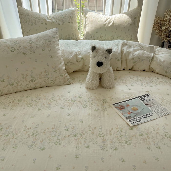 91家纺网 家纺一手货源 找家纺 XIWEN-希文家纺 2025新款A类全棉纯棉有氧双层纱四件套 绿姿