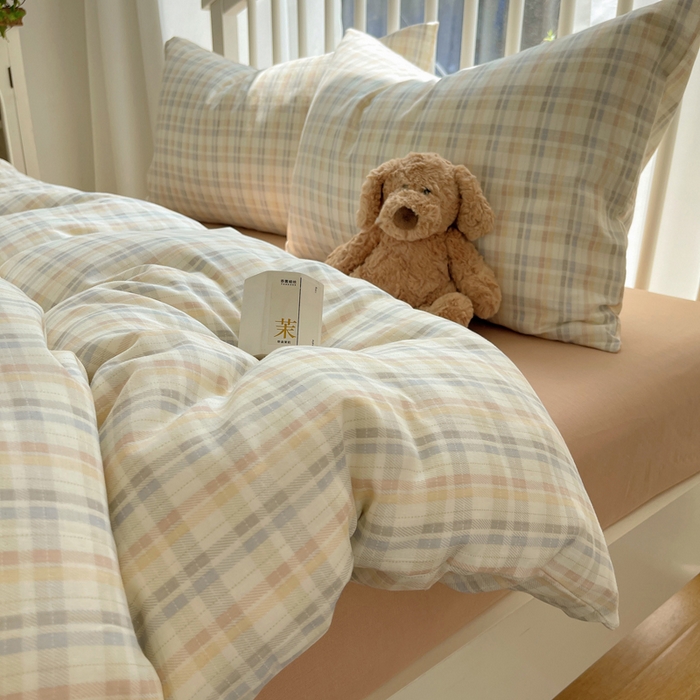 91家纺网 家纺一手货源 找家纺 XIWEN-希文家纺 2025新款A类全棉纯棉有氧双层纱四件套 六丁目-兰