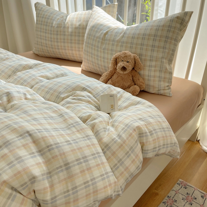 91家纺网 家纺一手货源 找家纺 XIWEN-希文家纺 2025新款A类全棉纯棉有氧双层纱四件套 六丁目-兰