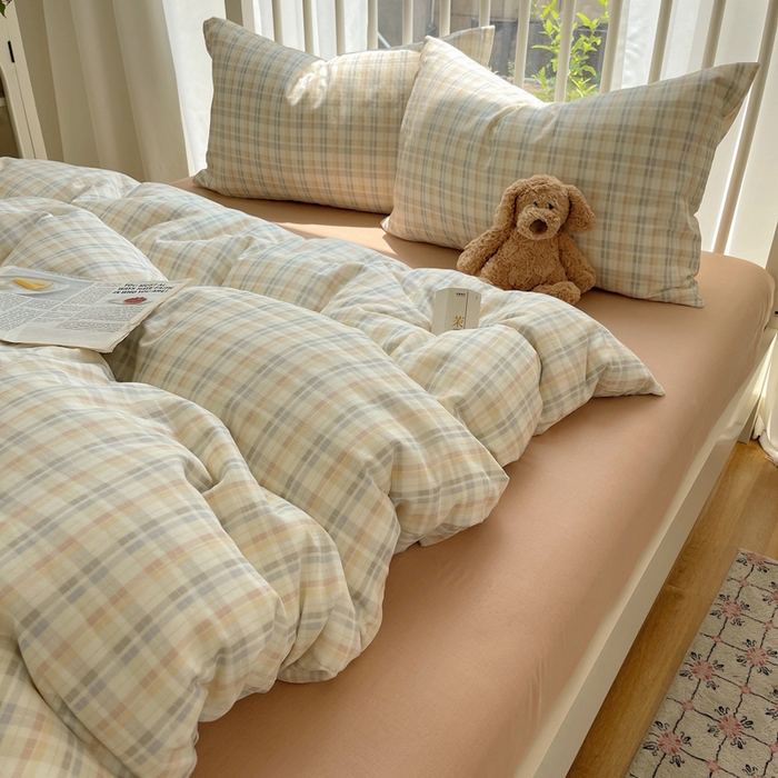 91家纺网 家纺一手货源 找家纺 XIWEN-希文家纺 2025新款A类全棉纯棉有氧双层纱四件套 六丁目-兰