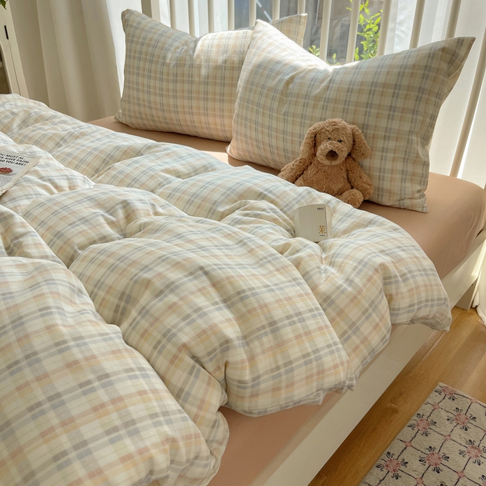 91家纺网 家纺一手货源 找家纺 XIWEN-希文家纺 2025新款A类全棉纯棉有氧双层纱四件套 六丁目-兰