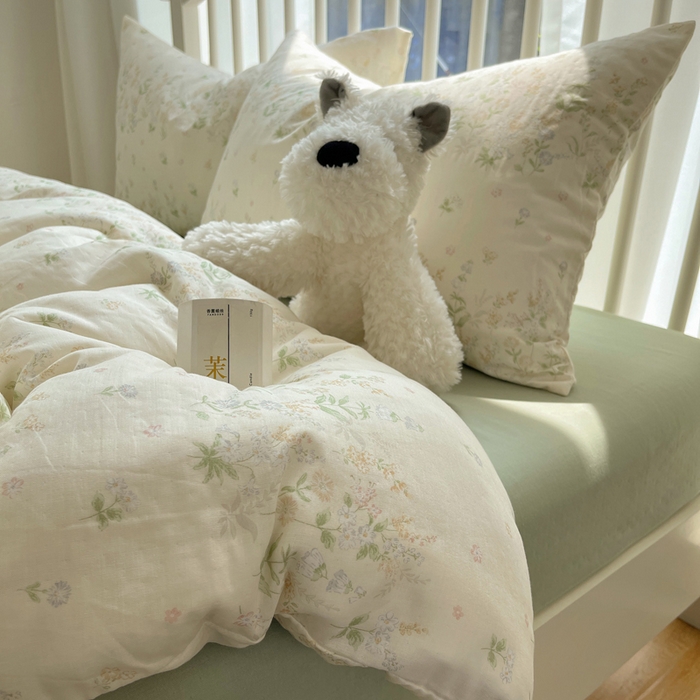 91家纺网 家纺一手货源 找家纺 XIWEN-希文家纺 2025新款A类全棉纯棉有氧双层纱四件套 绿姿