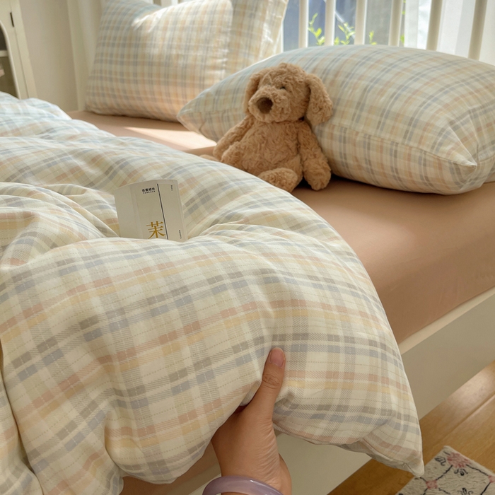 91家纺网 家纺一手货源 找家纺 XIWEN-希文家纺 2025新款A类全棉纯棉有氧双层纱四件套 六丁目-兰