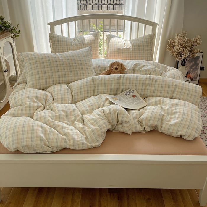 91家纺网 家纺一手货源 找家纺 XIWEN-希文家纺 2025新款A类全棉纯棉有氧双层纱四件套 六丁目-兰