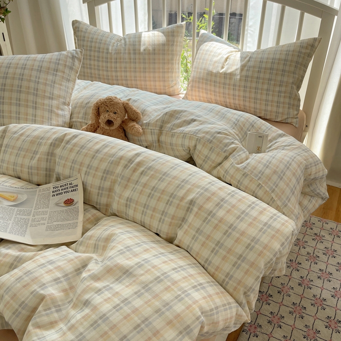 91家纺网 家纺一手货源 找家纺 XIWEN-希文家纺 2025新款A类全棉纯棉有氧双层纱四件套 六丁目-兰