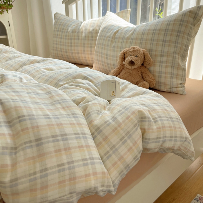 91家纺网 家纺一手货源 找家纺 XIWEN-希文家纺 2025新款A类全棉纯棉有氧双层纱四件套 六丁目-兰