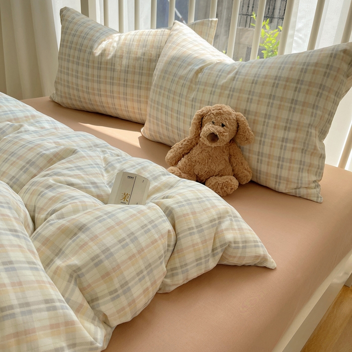 91家纺网 家纺一手货源 找家纺 XIWEN-希文家纺 2025新款A类全棉纯棉有氧双层纱四件套 六丁目-兰